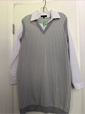 Light Gray Houndstooth Backless Dress